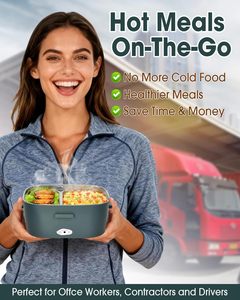 Hot Selling Stainless Steel Double Layer Food <b>Heater</b> Car and Home Use Electric Lunch Box With Handbag - Product Image 5