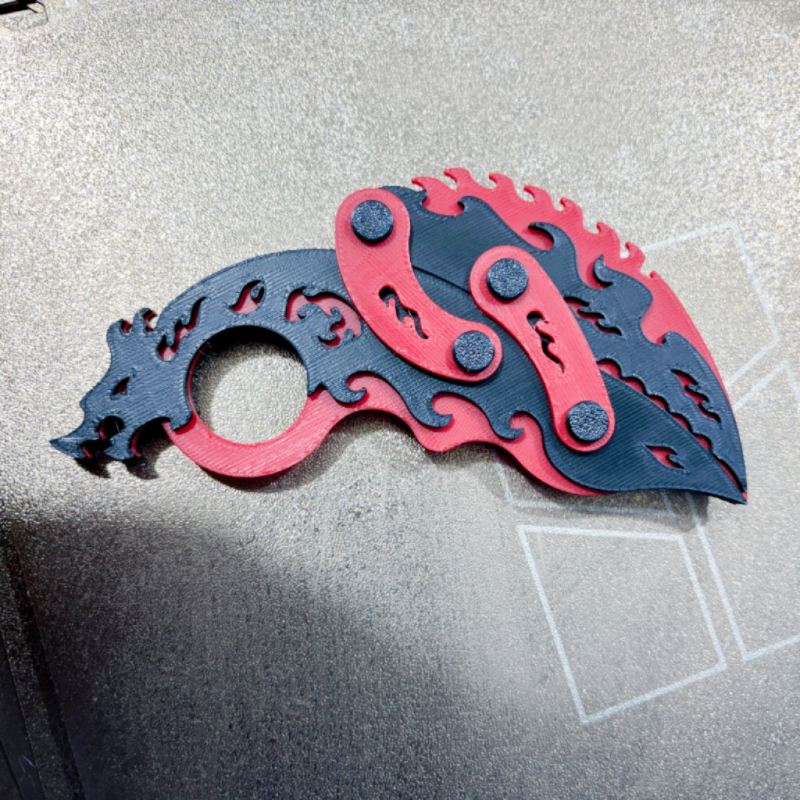 Couteau pliant à griffes de dragon rouge noir