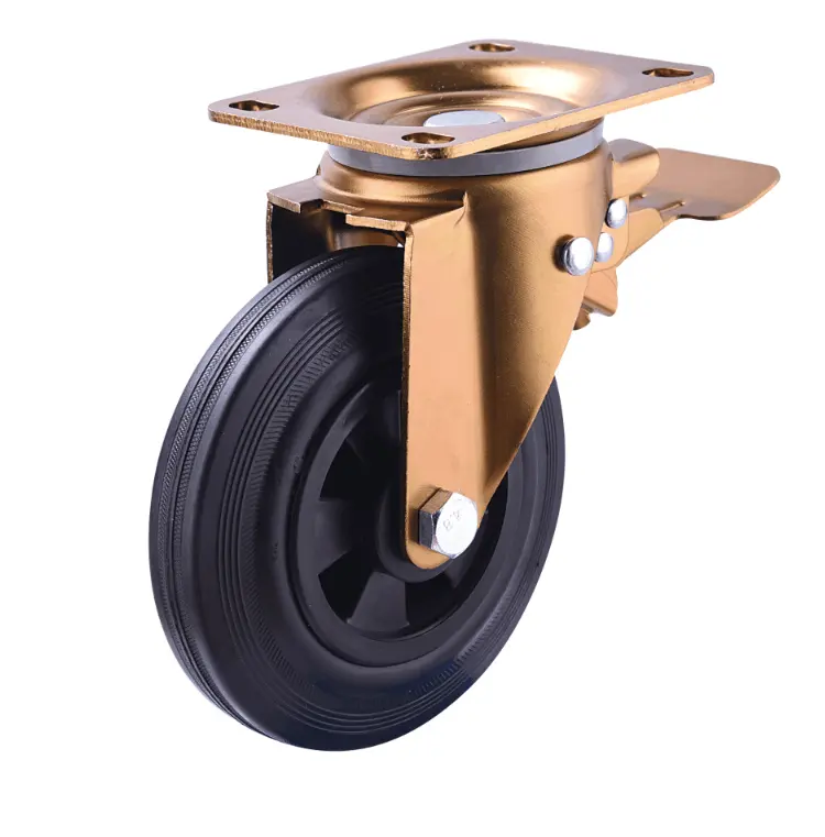 custom rubber caster wheels rotating gray waste bin waste cart 5inch