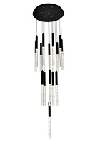 Lustre personnalisé moderne de luxe pour hall d'entrée, avec tubes en cristal K9, doré, grand et long, sur mesure pour villa