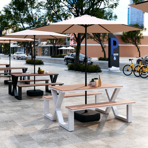 <span class=keywords><strong>Tavolo</strong></span> e Sedie Integrati per Esterni, Design Moderno in <span class=keywords><strong>Metallo</strong></span> con Cuscini Impermeabili per Cortili, Caffè e Aree Ricreative - Product Image 4