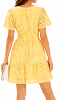 Robe pour femmes à taille élastique, brodée et ajourée, coupe trapèze, décontractée et tendance, pour la plage, les bals de promo et les soirées cocktail
