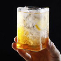 Gobelets carrés hauts en verre soufflé transparent, résistants à la chaleur, personnalisables, vente en gros