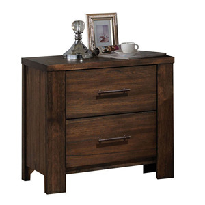 Oak 2 <b>Drawer</b> Nightstand Rustic Wood Bedroom Furniture Storage <b>Side</b> Table - Product Image 2