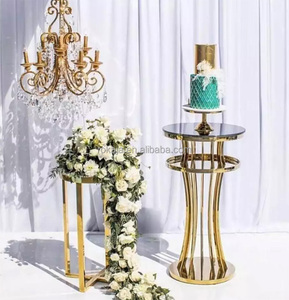MESA DE BODA DE ACERO INOXIDABLE dorado de lujo, espejo redondo, para cóctel, evento, Bar, decoración de Festival, soporte para <span class=keywords><strong>pasteles</strong></span> y fiestas - Product Image 3