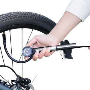 Portable High-Pressure Bike Inflator Pump with Mini Mechanical Pressure Gauge Pre-Schrader & Presta Valve Types for Bicycles