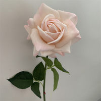 B-1424 Groothandel Real Touch Bloemen Roze Wit Enkelstam Roos Lange Steel Kunstmatige Roos Handgemaakt Modern Afstuderen Pasen