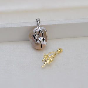 Pendentif papillon en argent 925 fait main avec perle baroque, collier en perle de forme spéciale pour femme, porte-perle vide, pendentifs fins, breloques - Product Image 1