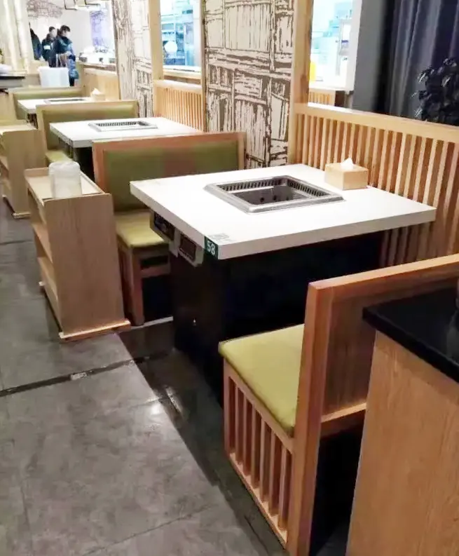 Atacado Mobiliário De Restaurante Smokeless Móveis De Sala De Jantar Mesa De Panela Quente Construída Em
