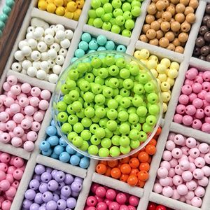 Multicoloured 4/6/8mm Acrylic Colorful Hole <strong>Beads</strong> Round <strong>Beads</strong> <strong>Plastic</strong> Loose Bracelet Accessories - Product Image 1