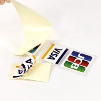 Pegatinas de logotipo personalizadas JCB VISA y UnionPay, impresión a doble cara, Pegatinas transparentes serigrafiadas para bancos