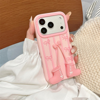 Coque de téléphone en silicone souple avec pendentif Balletcore rose et nœud mignon pour iPhone 18 17 Pro Max 16 15 14 13