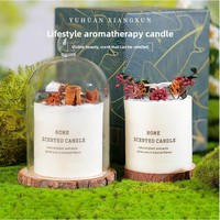 Bougie parfumée en cire de soja avec fleurs séchées, en pot de verre, 45H, aromathérapie, décoration d'intérieur, cadeau de mariage