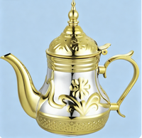 Théière en acier inoxydable doré et argenté de style marocain, nouveau design, 0,8/1,0/1,2 L