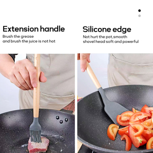 Cao Cấp Nhà Bếp Đồ Dùng Set-Chịu Nhiệt Silicone Đầu Với Tay Cầm Bằng Gỗ Bền Đồ Nấu Nướng Yếu Tố Cần Thiết Cho Mỗi Nhà - Product Image 3