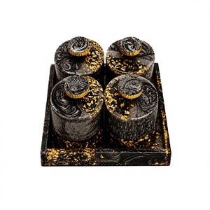 Modern Luxury Epoxy Resin Spice Jars Set <b>Plastic</b> 250mL Air Tight Storage Bottles Black Gold Design Cylinder Shape <b>Kitchen</b> - Product Image 1
