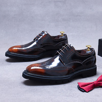 Chaussures en cuir pour hommes, chaussures habillées en cuir avec semelles épaisses en caoutchouc, fabrication artisanale, finition brillante, chaussures en cuir respirantes
