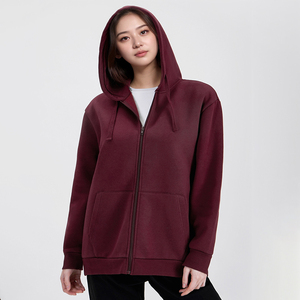 2025 Wholesale Cotton Work <strong>Hoodie</strong> 350 Gsm Customization Unisex <strong>Zip</strong> up Solid Color Blank Logo Printed <strong>Hoodie</strong> - Product Image 4