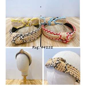 Bandeau noué en polaire double face, beige, jaune, bleu, rouge, à motifs, accessoire pour cheveux pour femmes et filles, mode décontractée, fait main - Product Image 1