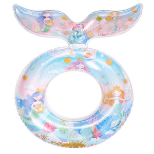 Anillo de natación con cola de sirena Xiaolu, inflable con lentejuelas gruesas para niños, para uso en piscinas y parques acuáticos - Product Image 5