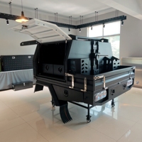 Plateau de chargement en aluminium pour pick-up 4x4 double/simple/extra cabine, avec boîte à outils, barre de toit, tête de lit et réservoir d'eau avec bouchon de remplissage pour Toyota Hilux
