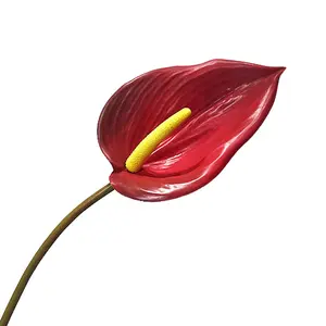 Künstliche Blume Anthurium Real Touch 3D-Druck Einzel zweig Anthurium Home Green Plant Pot Dekoration