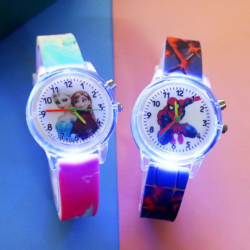 WYGICOO Colorful Lights Reloj Ninos Montre Enfant Children Kid watch Cartoon Waterproof Analog For Kids Boys