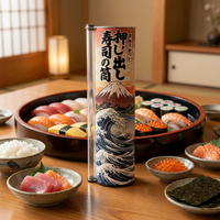 Boîte cylindrique en papier pour sushi, artisanale et écologique, avec impression personnalisée, facile à démouler, conteneur en tube à pression