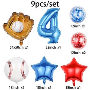 Lot de ballons en aluminium sur le thème du baseball, avec ballon numérique pentagramme à paillettes, pour la décoration de fête d'anniversaire d'enfants - Product Image 3