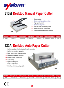 Cortadora de Papel de Escritorio Sysform 320A, Cortadora de Papel Eléctrica Automática A3 - Product Image 2
