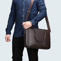 Sac à bandoulière pour ordinateur portable en PU de luxe avec logo personnalisé pour affaires Sac à main 15 pouces Porte-documents pour le voyage