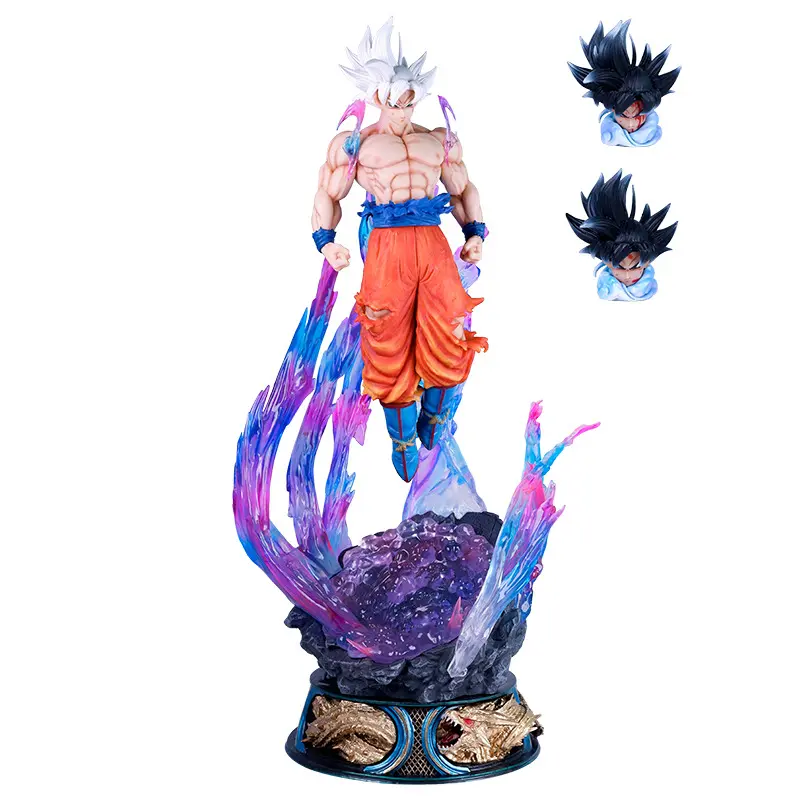 Yüksek kalite ekstra büyük boy 52cm üç kafaları değiştirilebilir aydınlık taban ejderha topları ultra instinct goku anime şekil