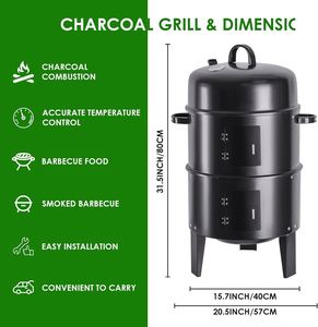 Modern Outdoor Garden Patio Charcoal <b>BBQ</b> Smoker Oven Iron Material Chrome Plated Trolley <b>Grill</b> - Product Image 2