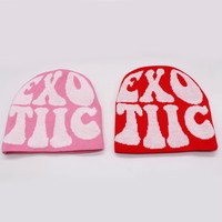 Logo personnalisé, design gratuit, bonnet en jacquard rose mignon, style féminin tendance