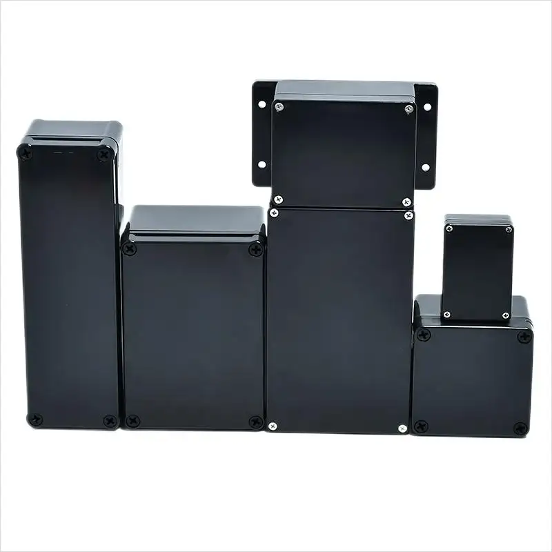Cajas de empalme para montaje en pared, carcasa de plástico resistente al agua IP65 IP67, ABS, color negro, con oreja de brida para Pcb