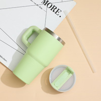 Bouteille d'eau isotherme pour enfants avec couvercle à paille et poignée, 400 ml, en acier inoxydable à double paroi sous vide, gobelet réutilisable en métal pour l'école