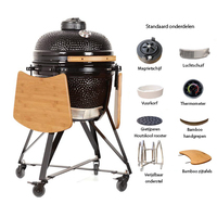 Barbecue au charbon de bois Kamado 2 en 1 réglable, en acier, pour extérieur, montage et nettoyage faciles, patio, jardin, camping