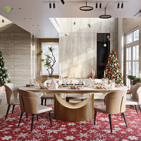 Table à manger rectangulaire de banquet de conception italienne avec plateau en pierre et pieds en métal, convient à 10 personnes, décoration de table à manger