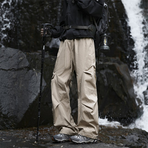 <span class=keywords><strong>Pantalon</strong></span> d'extérieur pour <span class=keywords><strong>homme</strong></span>, coupe-vent et imperméable, <span class=keywords><strong>taille</strong></span> élastique, couleur unie, style empilé - Product Image 4