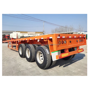 Semi-remorque plateau de haute qualité à 3 essieux et 40 pieds, avec pneus doubles de 40 tonnes, pour le transport logistique de conteneurs de 40 pieds - Product Image 6