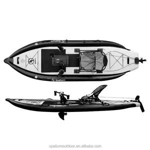 Spatium 2024新设计工厂CE充气踏板钓鱼皮艇成人单人坐在带踏板系统的顶部皮艇上