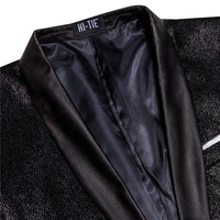 Estampage à chaud col châle hommes noir paillettes costume veste brillant un bouton smoking Blazer Disco bal fête mariage dîner