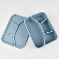 Boîte de conservation hermétique de 40 oz à 4 compartiments en silicone de qualité alimentaire, écologique, non toxique, compatible micro-ondes et chauffable, avec couvercles pour une conservation optimale de la fraîcheur