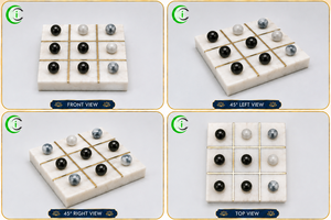 White <b>Marble</b> Tic Tac Toe Set 5 Inch with Brass Inlay and Black White Glass Balls Luxury Tabletop <b>Game</b> Home Decor Board <b>Game</b> - Product Image 3