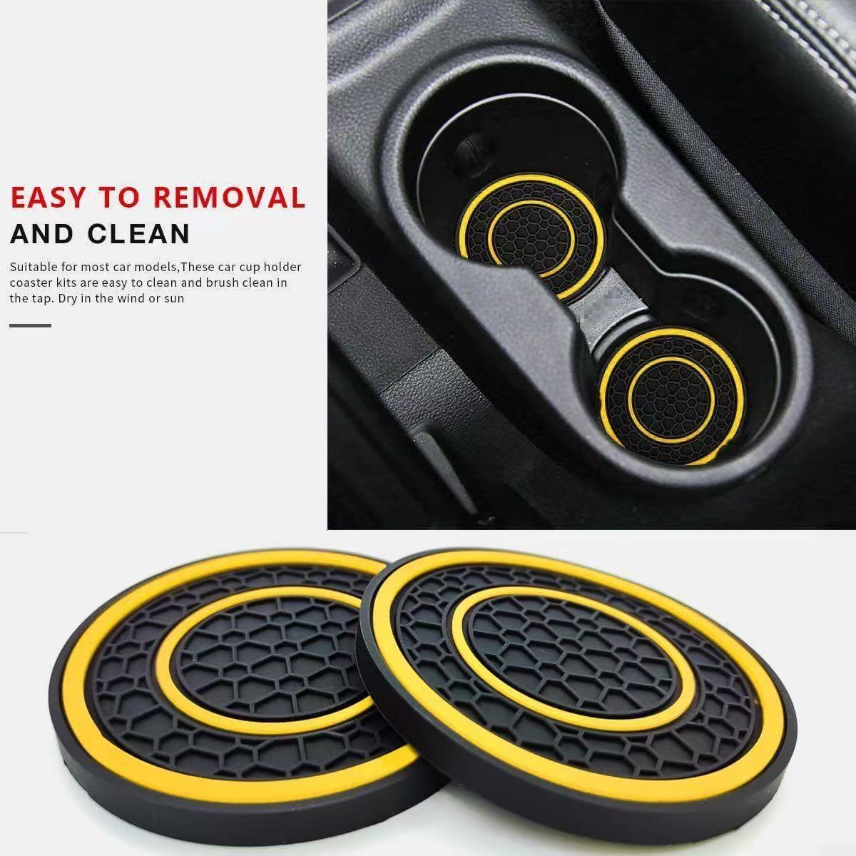 Honeycomb patterned water coasters [yellow] - one pair