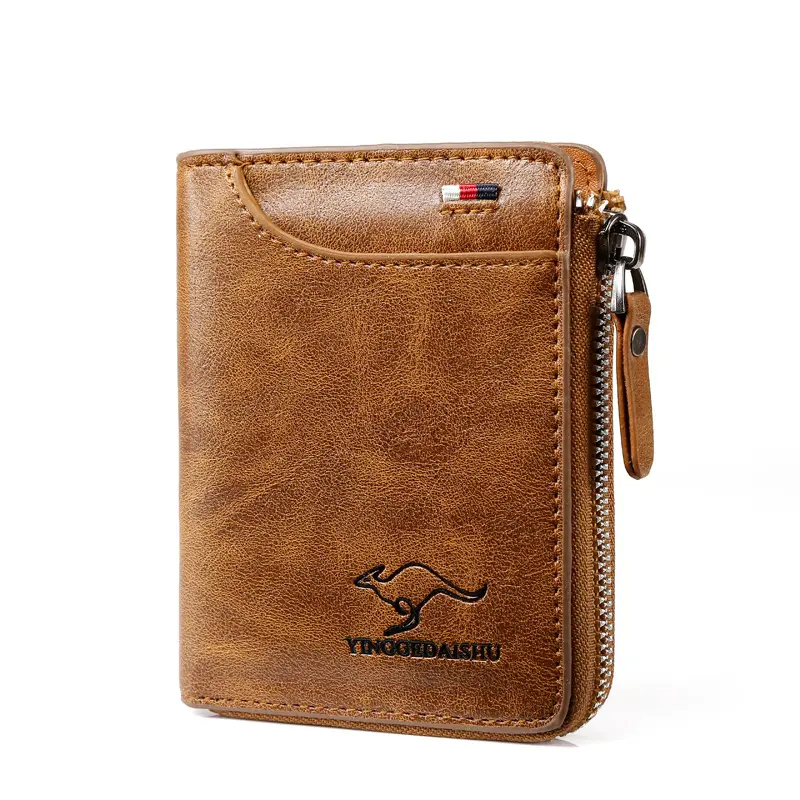 New kangaroo wallet men's short soft leather large-capacity wallet vertical driver's license anti-theft multi-card men's wallet