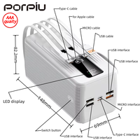 Banque d'alimentation ultra-mince PORPIU grande capacité 60000 mAh Li-Polymère avec charge ultra-rapide PD22.5W, affichage LED et câble Type-C – Vente en gros