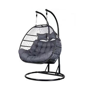 Kursi keranjang gantung ganda tunggal ayunan teras luar ruangan kustom dengan tali tebal pembongkaran lipat untuk halaman balkon - Product Image 3