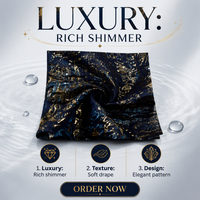 Pyjama pour homme Nais en polyester respirant, motif abstrait bleu marine, rouge et or, brillant, pailleté, métallique, brocart jacquard