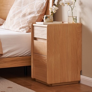L7027 Simple Modern Bedroom Furniture Solid Oak Wood 3 Drawers <strong>Slim</strong> NightStand <strong>Bedside</strong> <strong>Table</strong> for Small-sized Apartments - Product Image 5